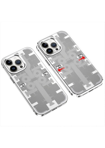 Newface iPhone 14 Pro Max Kılıf Mekanik Bumper Kapak - Gümüş