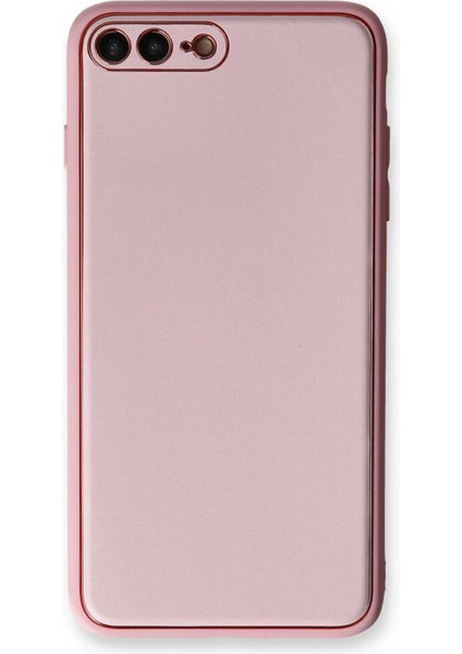 Newface iPhone 7 Plus Kılıf Coco Deri Silikon Kapak - Pudra