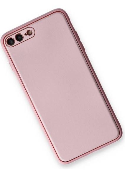 Newface iPhone 7 Plus Kılıf Coco Deri Silikon Kapak - Pudra