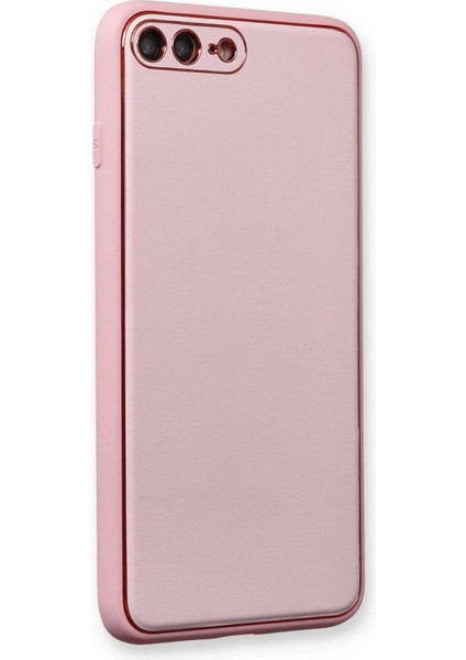Newface iPhone 7 Plus Kılıf Coco Deri Silikon Kapak - Pudra