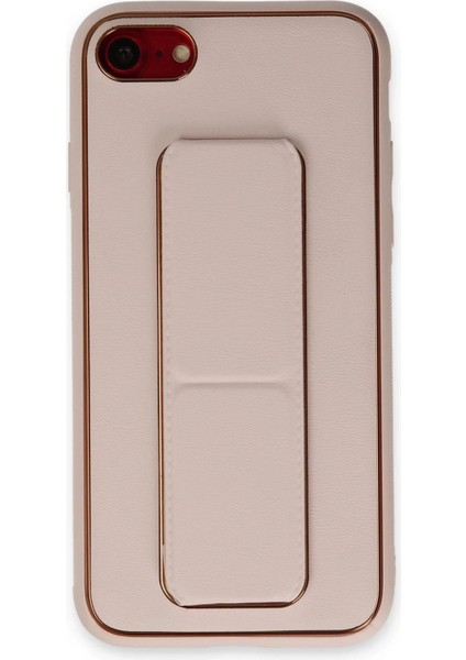 Newface iPhone 7 Kılıf Coco Deri Standlı Kapak - Pudra