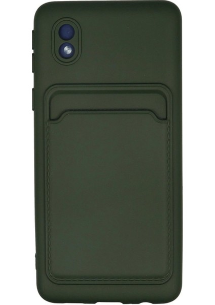Newface Samsung Galaxy A01 Core Kılıf Kelvin Kartvizitli Silikon - Koyu Yeşil