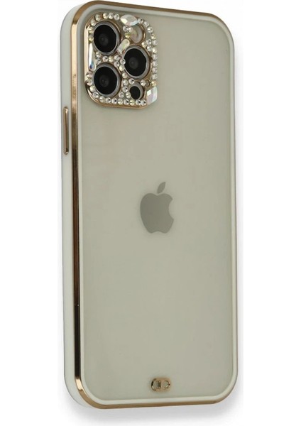 Newface iPhone 12 Pro Kılıf Liva Taşlı Silikon - Beyaz fiyatları
