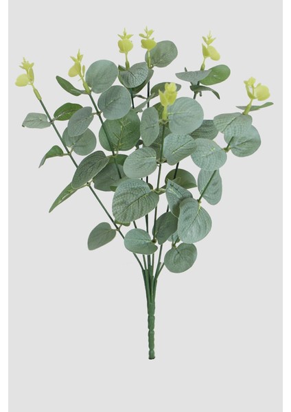 Mat Yeşil Plastik Okaliptus Demeti 33 cm - 7 Dal, Gerçekçi Ev ve Ofis Dekorasyonu için fiyatları