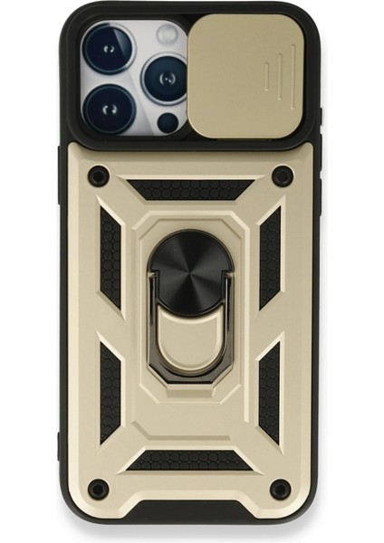 Newface iPhone 15 Pro Max Kılıf Pars Lens Yüzüklü Silikon - Gold