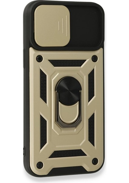Newface iPhone 15 Pro Max Kılıf Pars Lens Yüzüklü Silikon - Gold