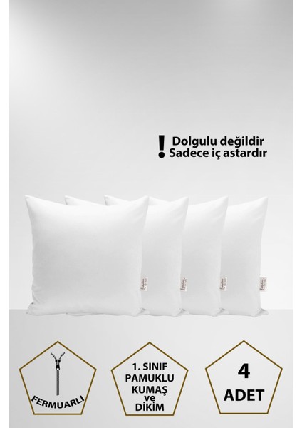Elite 4'lü Kırlent Iç Astarı , Pamuklu Kırlent Mitil , Kırlent Şilte , Yastık Kılıfı (35X45-45X45-50X50) 1 Adet