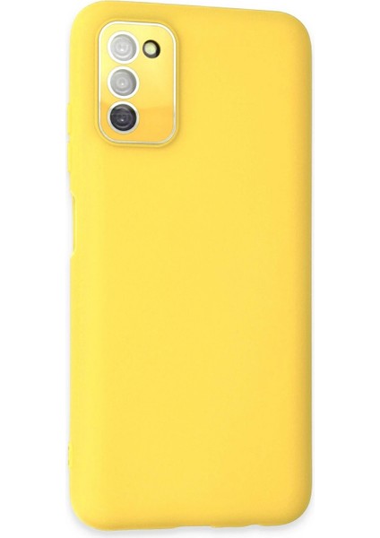 Newface Samsung Galaxy A03S Kılıf Lansman Glass Kapak - Sarı