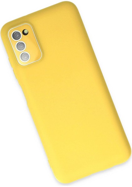 Newface Samsung Galaxy A03S Kılıf Lansman Glass Kapak - Sarı