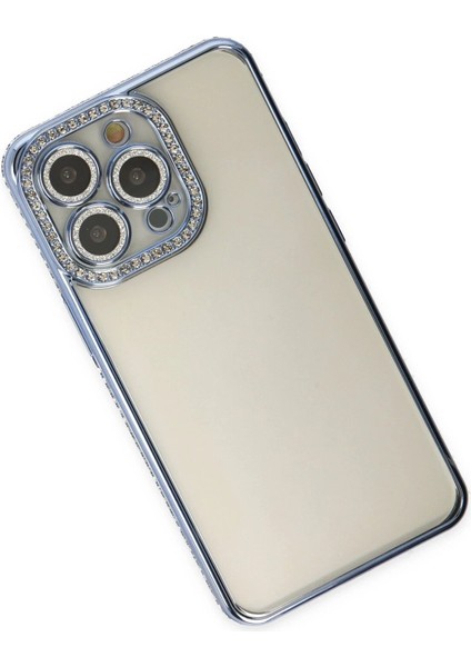 Newface iPhone 14 Pro Kılıf Joke Taşlı Silikon - Mavi modelleri