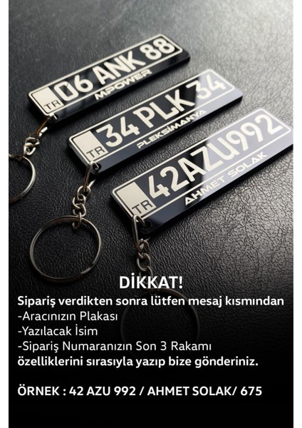 Elite Kişiye Özel Siyah Plaka Anahtarlık - Çift Taraflı 1 Adet