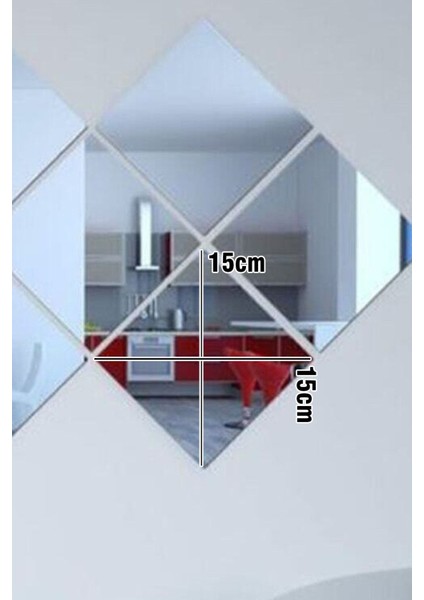 Elite Dekoratif Kare Gümüş Pleksi Ayna 15X15CM 10 Adet 1 Adet