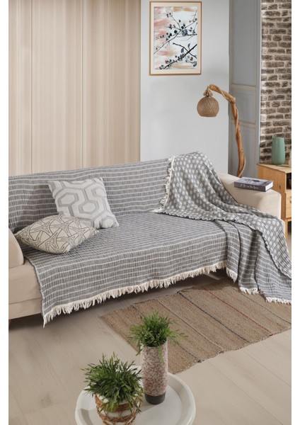 Elite Dört Kat Jakarlı Ipliği Boyalı Müslin Koltuk Örtüsü 180 x 300 Cm. 1 Adet