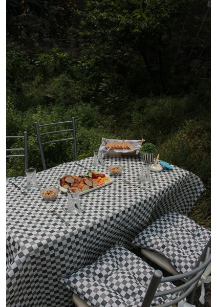 Elite 4 Minder 45 x 45CM + Yer Masa Piknik Örtüsü Sofra Bezi 160 x 160 Set (Gri) 1 Adet