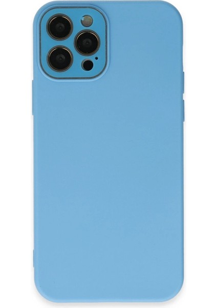 Newface iPhone 12 Pro Max Kılıf Lansman Glass Kapak - Mavi