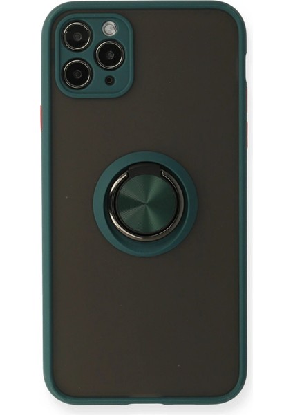 Newface iPhone 11 Pro Kılıf Montreal Yüzüklü Silikon Kapak - Yeşil