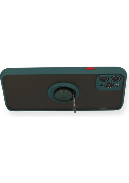 Newface iPhone 11 Pro Kılıf Montreal Yüzüklü Silikon Kapak - Yeşil