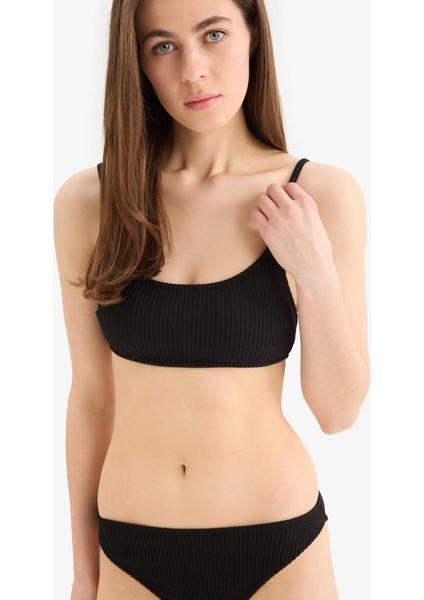 Regular Fit Bürümcük Siyah Bikini Üstü-Fall in Love B7207AX25SM