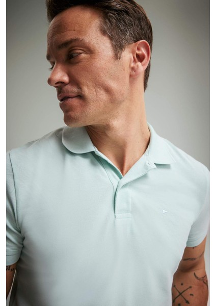 %100 Pamuk Slim Fit Dar Kesim Polo Yaka Kısa Kollu Pamuklu Nakışlı Pike Tişört E2633AX25SM fiyatları