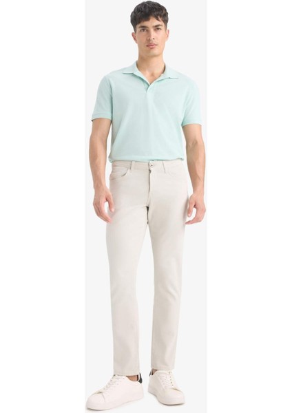 %100 Pamuk Slim Fit Dar Kesim Polo Yaka Kısa Kollu Pamuklu Nakışlı Pike Tişört E2633AX25SM fırsatları