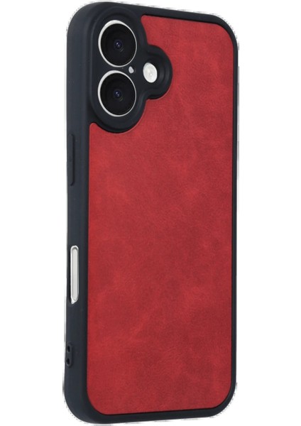 Newface iPhone 16 Kılıf Aras Deri Kapak - Kırmızı