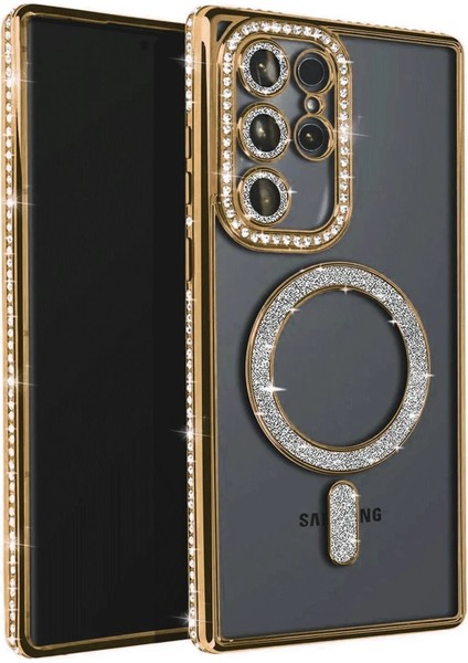 Newface Samsung Galaxy S23 Ultra Joke Simli Magneticsafe Kılıf - Gold