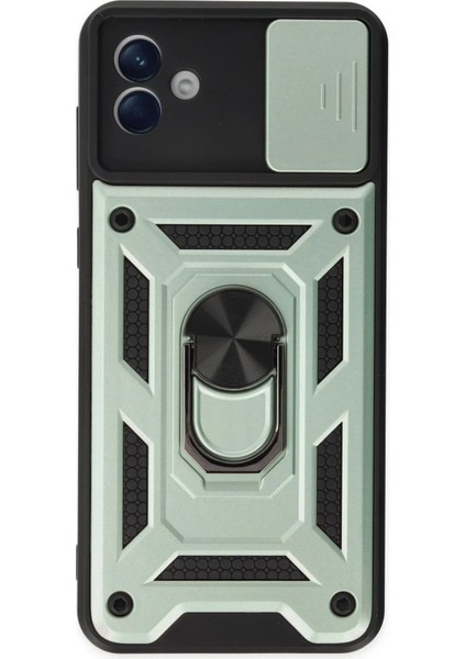 Newface Samsung Galaxy A04 Kılıf Pars Lens Yüzüklü Silikon - Yeşil