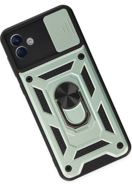 Newface Samsung Galaxy A04 Kılıf Pars Lens Yüzüklü Silikon - Yeşil modelleri