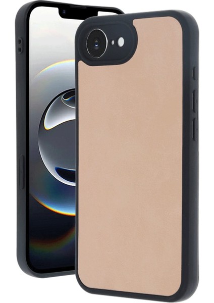 Newface iPhone 16E Kılıf Aras Deri Kapak - Pudra