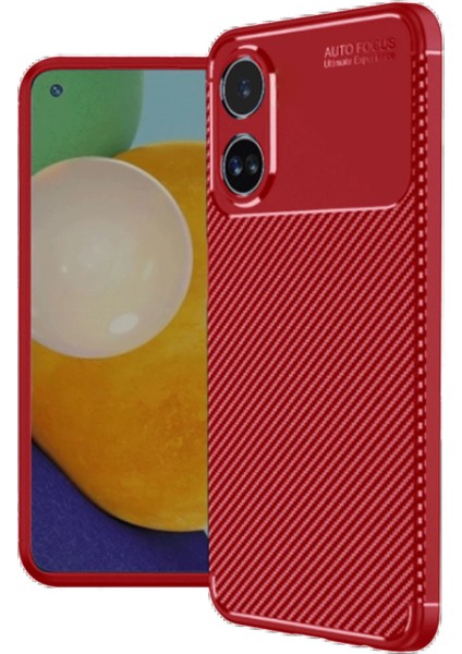 Newface Oppo A38 Kılıf Auto Focus Karbon Kapak - Kırmızı