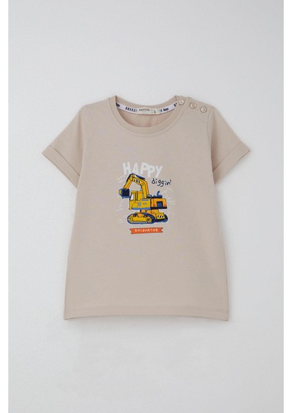 Erkek Çocuk Şortlu Takım Iş Makinası Baskılı 1-4 Yaş, Bej fiyatları