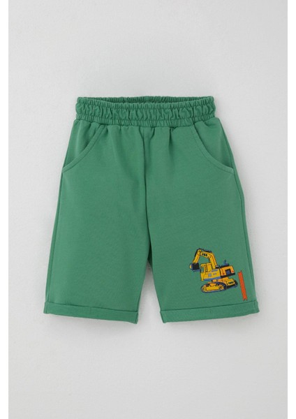 Erkek Çocuk Şortlu Takım Iş Makinası Baskılı 1-4 Yaş, Bej modelleri