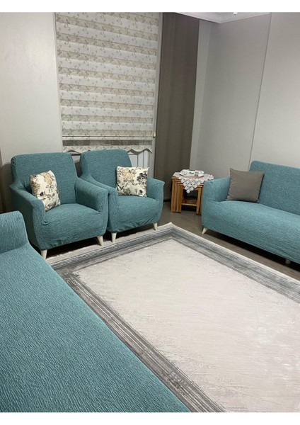 Elite Düz Desen Jakarlı 3311 Koltuk Örtüsü Lastikli Kanepe Çekyat Örtüsü Koltuk Kılıfı Takımı Mint 1 Adet