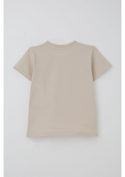 Erkek Çocuk Şortlu Takım Maceracı Dinozor Baskılı 2-6 Yaş, Bej