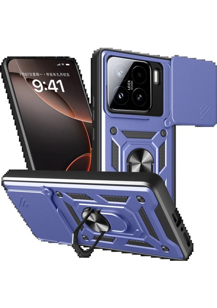 Newface Xiaomi Mi 15 Kılıf Pars Lens Yüzüklü Silikon - Lacivert