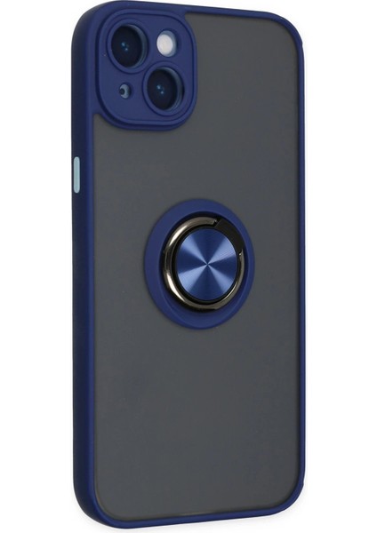 Newface iPhone 14 Kılıf Montreal Yüzüklü Silikon Kapak - Lacivert