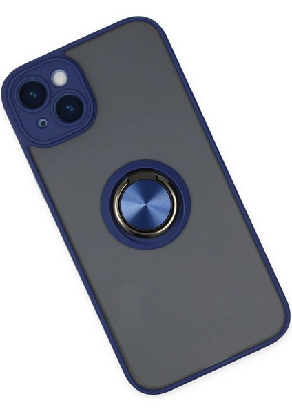 Newface iPhone 14 Kılıf Montreal Yüzüklü Silikon Kapak - Lacivert