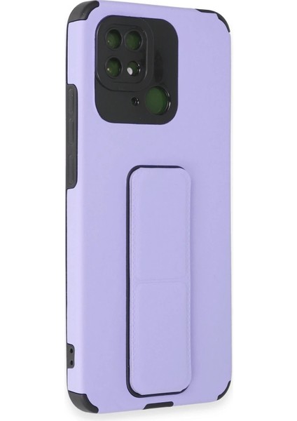Newface Xiaomi Redmi 10C Kılıf Mega Standlı Silikon - Lila