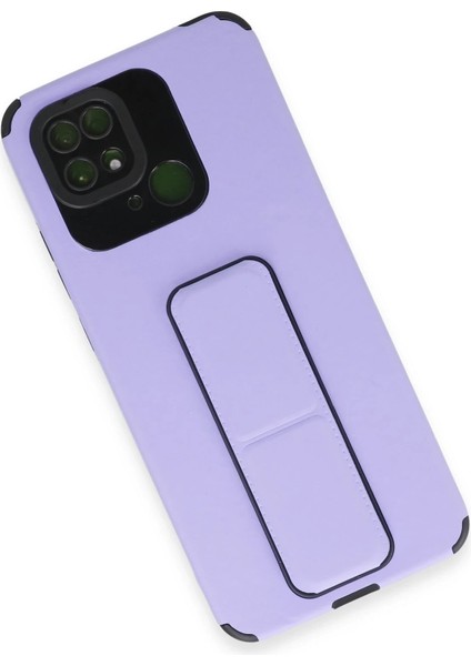 Newface Xiaomi Redmi 10C Kılıf Mega Standlı Silikon - Lila