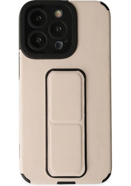 Newface iPhone 13 Pro Max Kılıf Mega Standlı Silikon - Gold