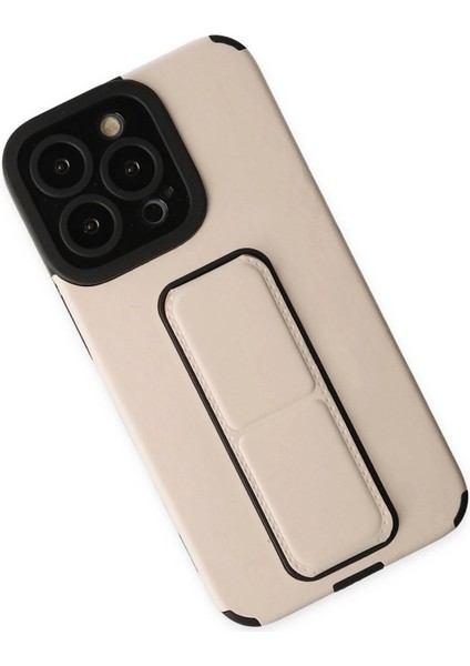 Newface iPhone 13 Pro Max Kılıf Mega Standlı Silikon - Gold