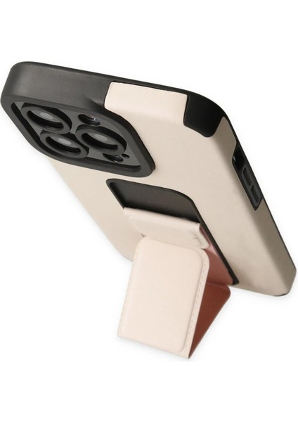 Newface iPhone 13 Pro Max Kılıf Mega Standlı Silikon - Gold