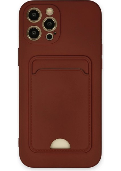 Newface iPhone 12 Pro Max Kılıf Kelvin Kartvizitli Silikon - Bordo