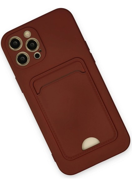 Newface iPhone 12 Pro Max Kılıf Kelvin Kartvizitli Silikon - Bordo