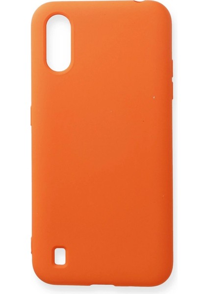 Newface Samsung Galaxy A01 Kılıf Nano Içi Kadife Silikon - Turuncu
