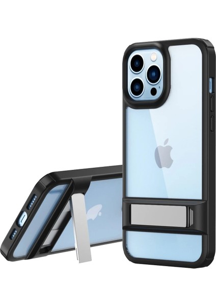 Newface iPhone 13 Pro Max Kılıf Rolet Stand Kapak - Siyah