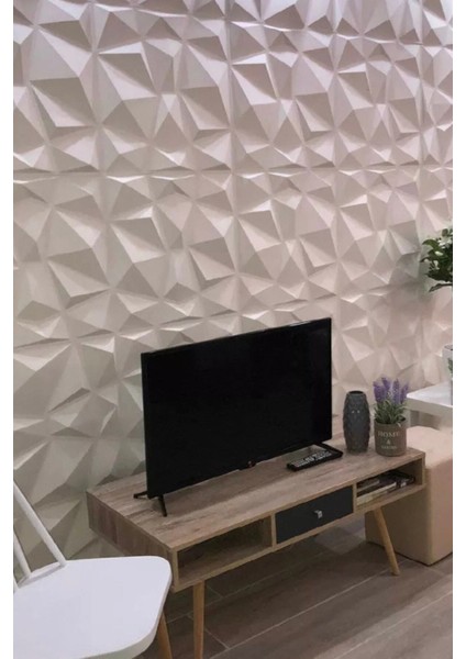 Elite 3D Pvc Kabartmalı Yeni Nesil Yapışkanlı Duvar Kağıdı Paneli Elmas Model 1 Adet 50X50CM 1 Adet