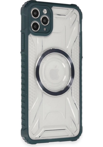 Newface iPhone 11 Pro Max Kılıf Prag Magneticsafe Kapak - Koyu Yeşil