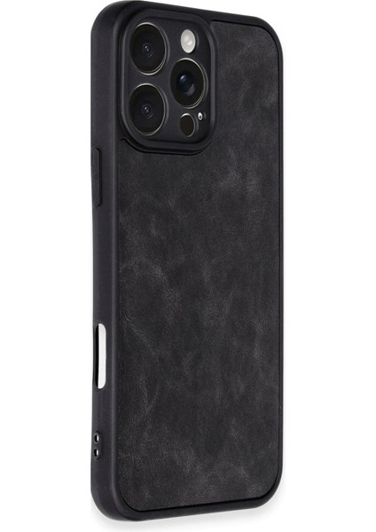 Newface iPhone 16 Pro Max Kılıf Aras Deri Kapak - Siyah