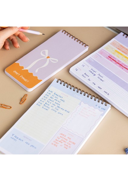 Haftalık ve Günlük 3’lü Masaüstü Süresiz Planlayıcı Set - Soyut fırsatları